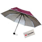 Produktabbildung des dunkelroten Regenschirms von Salzmann mit silberfarbener Anti-UV-Innenbeschichtung und reflektierenden Rändern