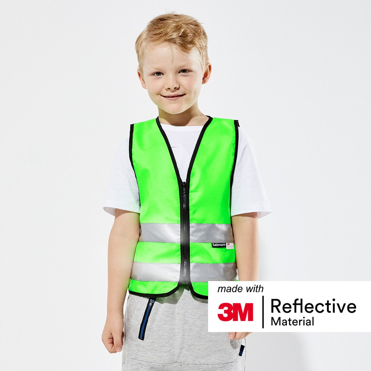 Salzmann Gilet de sécurité pour enfants - Fabriqué avec du matériau réfléchissant 3M - Argent Salzmann Gilet de sécurité pour enfants - Fabriqué avec du matériau réfléchissant 3M - Argent
