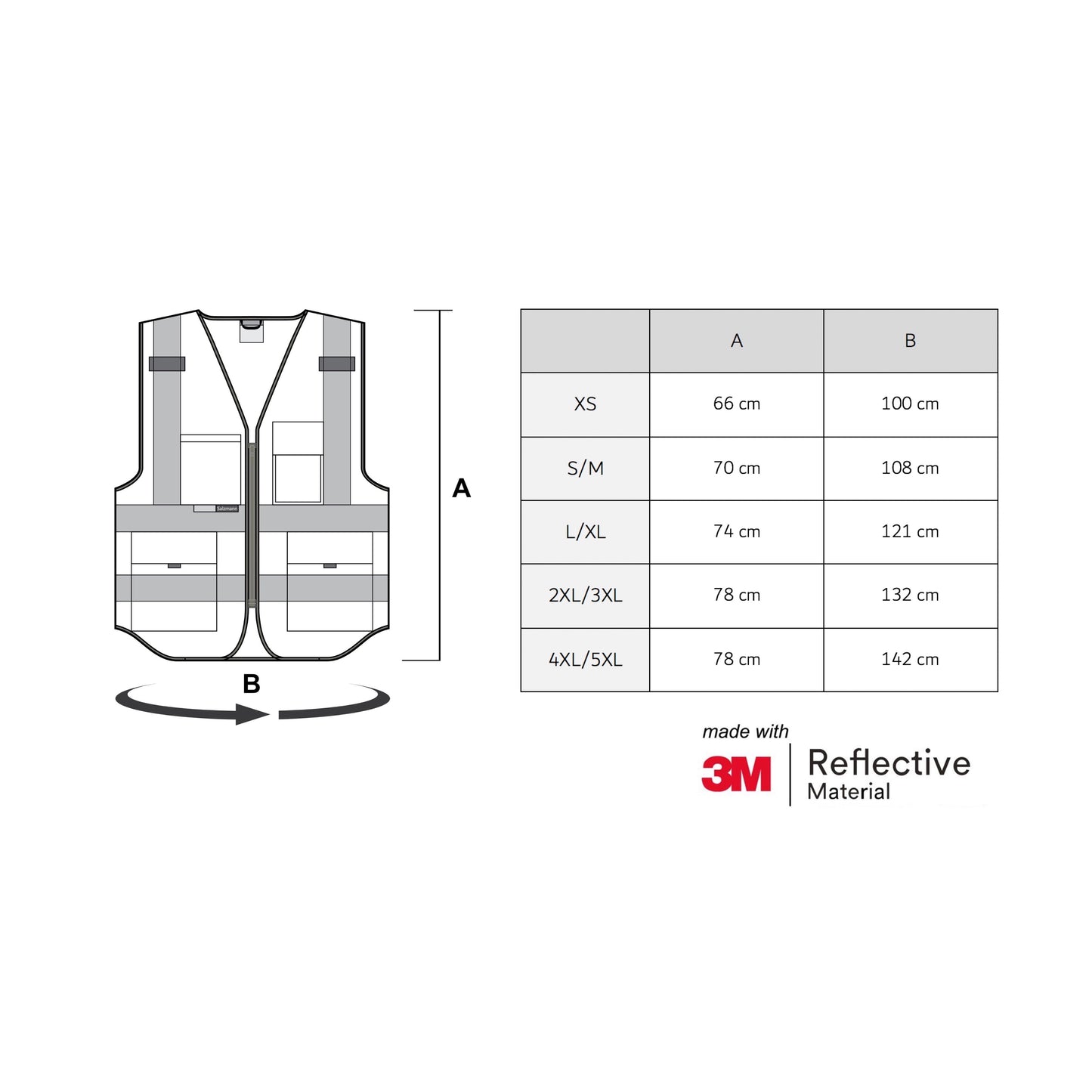 Größentabelle der Salzmann Warnweste